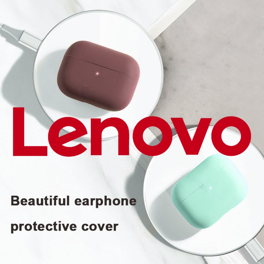 Vỏ bảo vệ hộp sạc tai nghe LENOVO sunflower silicon mềm không dây chống sốc chống rơi màu trơn thích hợp cho AirpodsPro2