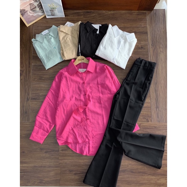 ÁO SƠ MI TRƠN PHOM RỘNG CHẤT ĐẸP