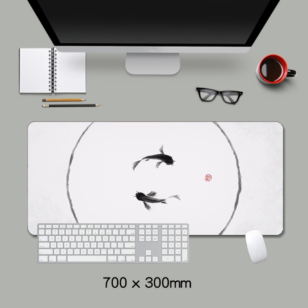 Miếng Lót Chuột Và Bàn Phím Máy Tính Hình Cá Koi