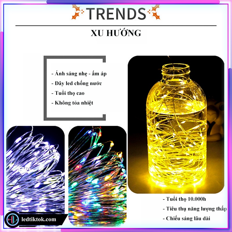 Đèn led trang trí fairylight đom đóm nhiều màu sắc decor trang trí Dùng 3