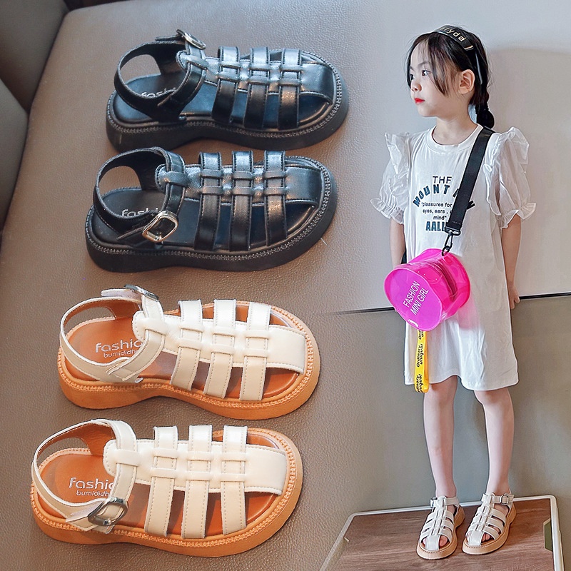Xăng đan Quai Dán Đế Mềm Chống Trượt Phong Cách Vintage Dành Cho Bé 2-16 Tuổi