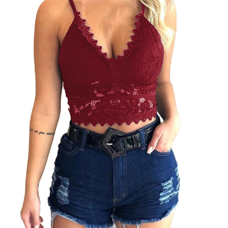 Áo Lửng Hai Dây Phối Ren Hoa Thời Trang Cho Nữ