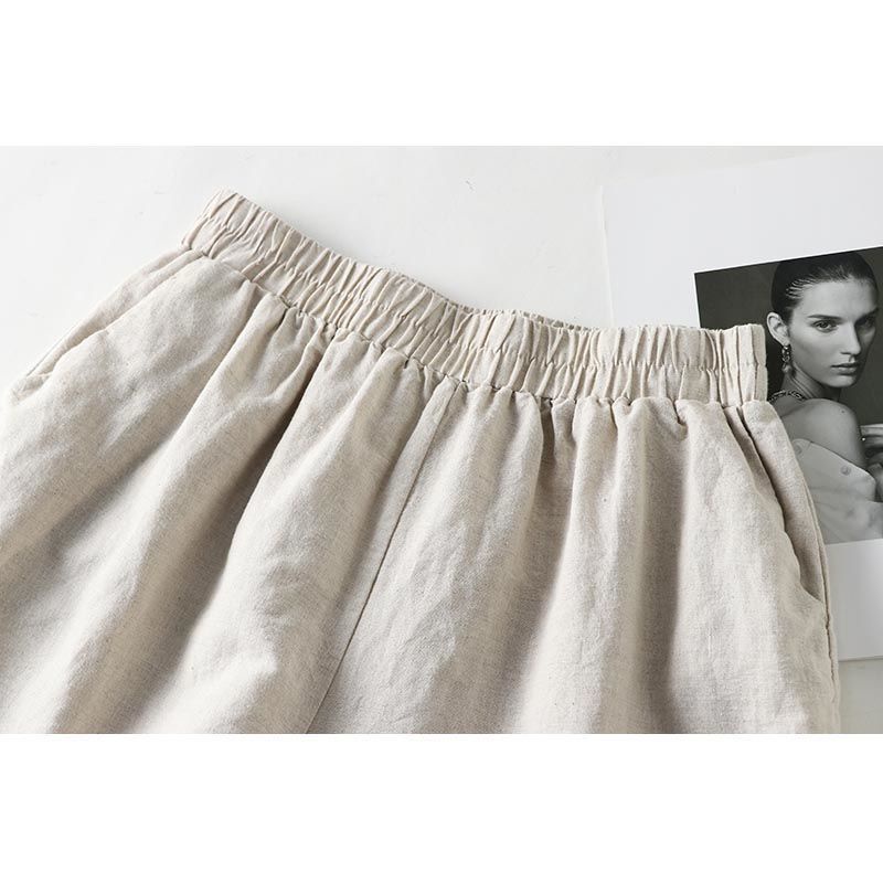 Quần Short Cotton Linen Dáng Rộng Buộc Dây Thêu Họa Tiết Phong Cách Mori Nhật Bản Ngọt Ngào Thời Trang Mùa Hè Cho Phụ Nữ Tuổi Teenmei Xl-5xl 2023