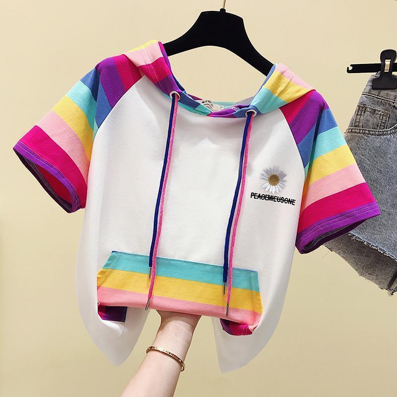 Áo Thun Tay Ngắn Có Mũ Trùm Đầu Phong Cách Hàn Quốc Dành Cho Nữ