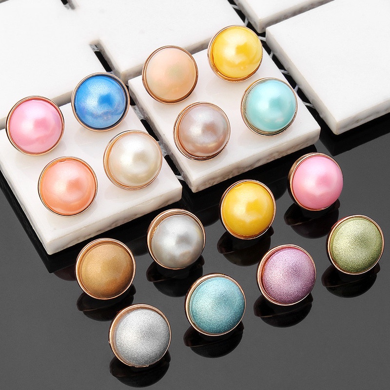 Set 5 Nút Tròn Đính Ngọc Trai Giả 10MM