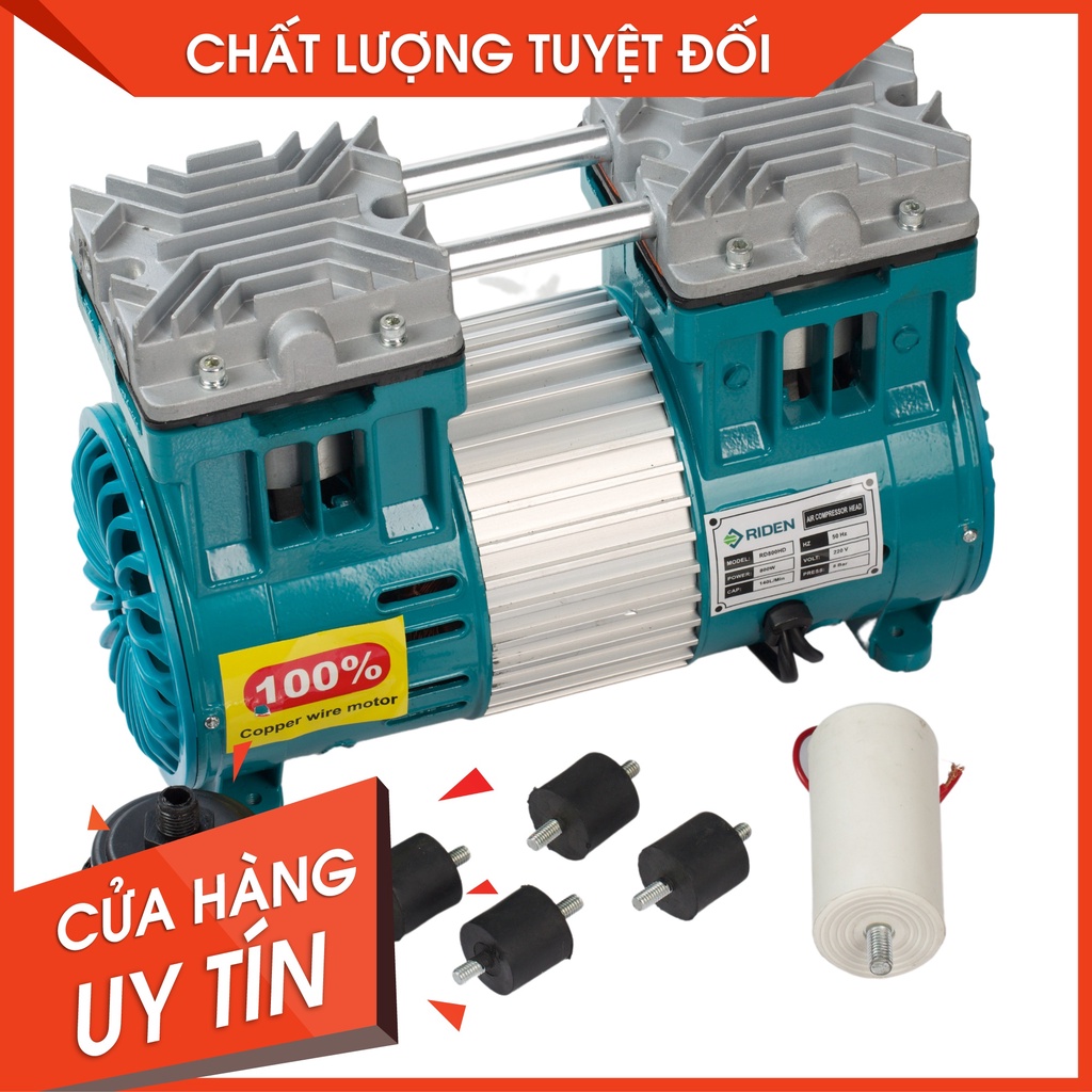 Đầu máy nén khí 600W motor Đồng không dầu Công suất thực 1450v/phút hiệu RIDEN RD600HD