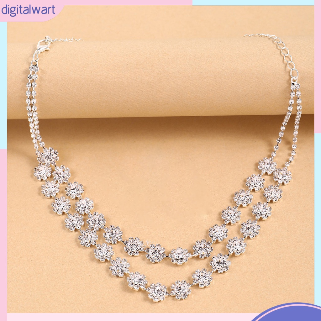 [DIWA] 1 Set Vòng cổ Và Bông Tai Bằng Hợp Kim Lấp Lánh Thanh Lịch