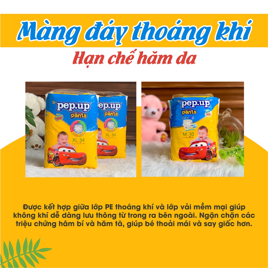 [Bán chạy] Tã bỉm quần em bé mặt bông siêu mềm mại Pep.up Cottony 3D giá rẻ chất lượng - đại Size L38 (9-14kg)