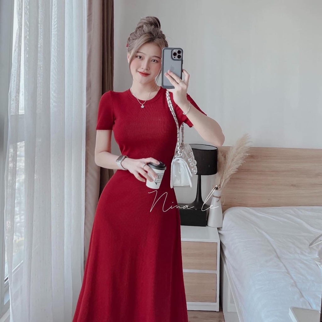 [3.3 Sales Freeship] Đầm thun trơn cổ tròn dáng dài hở lưng cột dây, đầm thun basic tay ngắn nhiều màu sắc đơn giản mtb