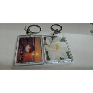 MÓC KHÓA NHỰA MICA LỒNG HÌNH 2 MẶT-10 cái