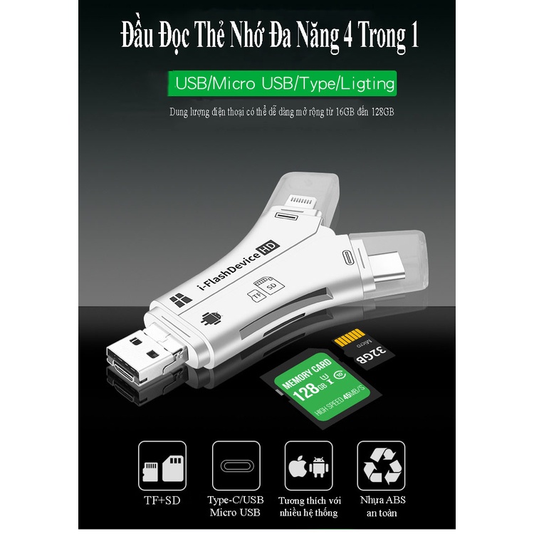 Đầu Đọc Thẻ Nhớ Đa Năng 4 Trong 1