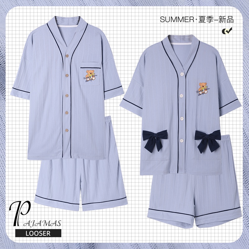 Bộ Đồ Ngủ Cotton Tay Ngắn In Hình Quái Vật Mắt To 2023 Dễ Thương Cho Cặp Đôi