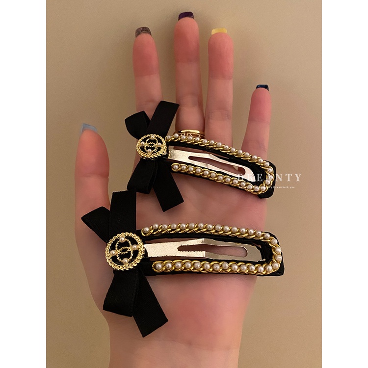 Kẹp Tóc Hình Nơ Đính Ngọc Trai Đơn Giản Phong Cách Hàn Quốc