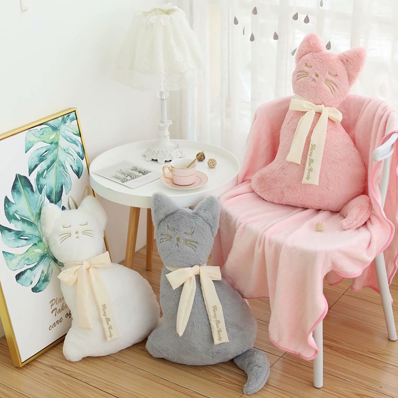 Chăn Gối Hình Mèo Ba Chiều Nhồi Bông Dễ Thương