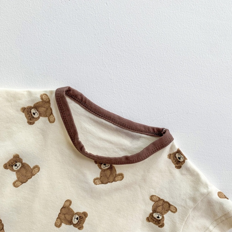 Bộ Đồ 2 Món Áo Thun Tay Ngắn Phối Quần Dài Vải Cotton Thoáng Khí Thời Trang Mùa Hè Cho Bé