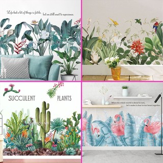 Decal cây xanh, cây chuối, chậu hoa dán tường giá rẻ [AL0013]
