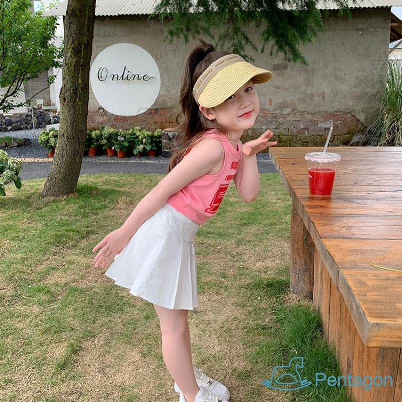 Áo Thun Sát Nách Màu Trơn In Chữ Thời Trang Mùa Hè Cho Bé Gái