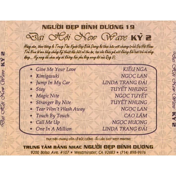 ĐĨA CD 119. ĐẠI HỘI NEW WAVE KỲ 2 - 1989 chất lượng cao