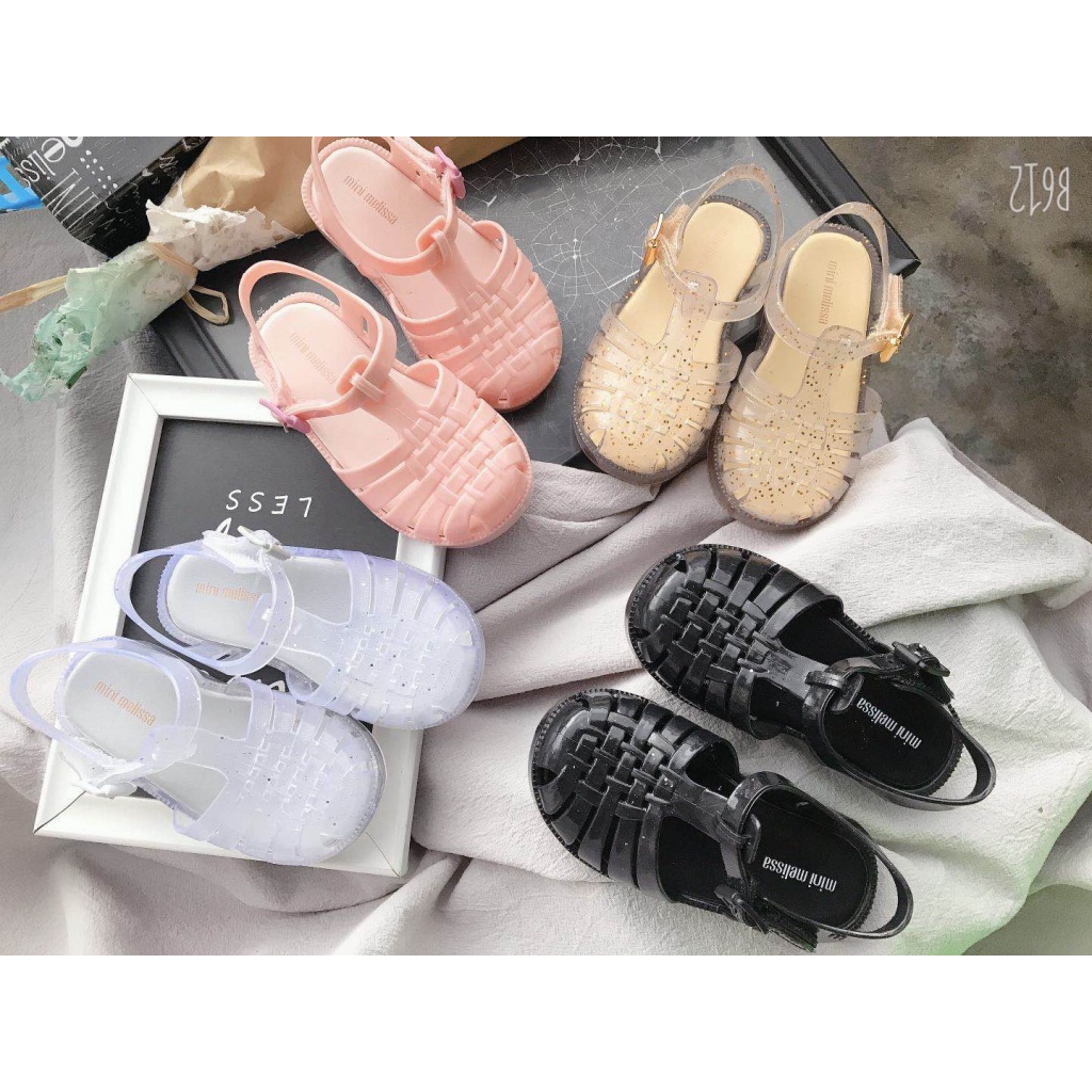 Giày Sandal Jelly Đế Mềm Hở Ngón Phong Cách Melissa Retro Đi Biển Dành Cho Bé Trai Bé Gái