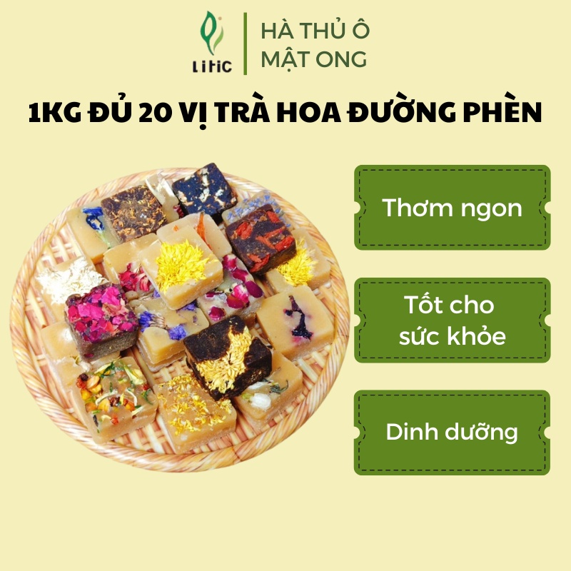 1kg đủ 20 vị trà hoa đường phèn, đường đen
