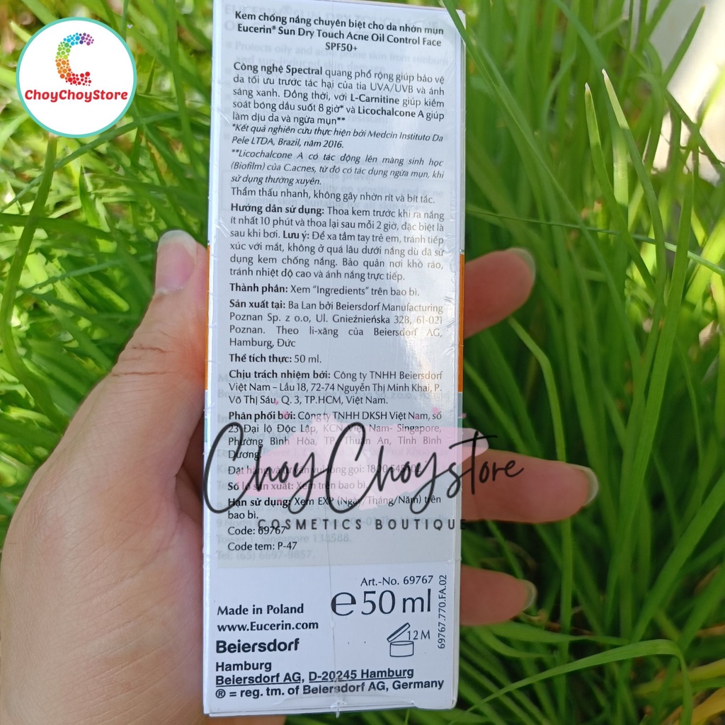 Kem chống nắng EUCERIN Oil Control Dry Touch SPF50+ 50mL - kiểm soát dầu