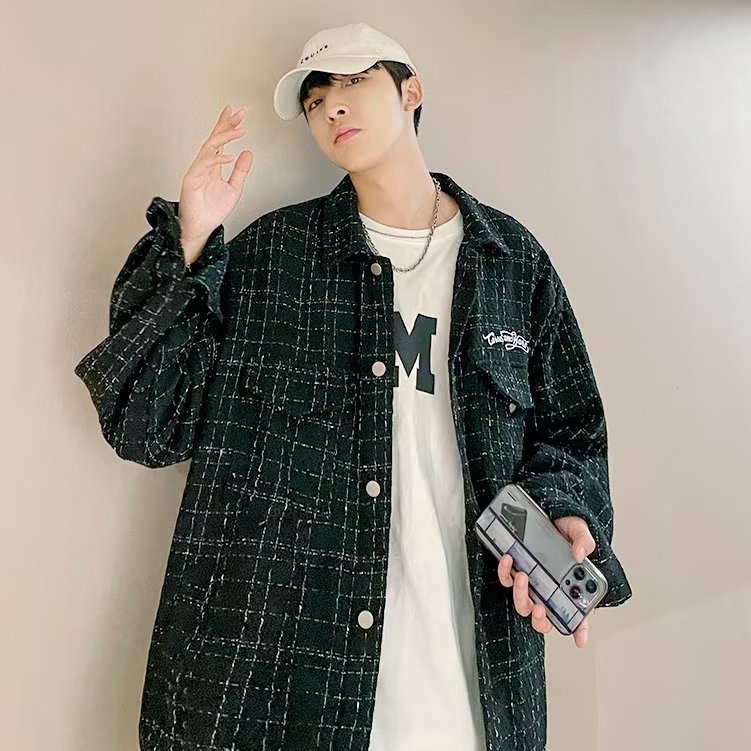 Áo Khoác Sơ Mi Unisex Dáng Rộng Thêu Họa Tiết Thời Trang Xuân Thu Phong Cách Hàn Quốc Size S-2XL