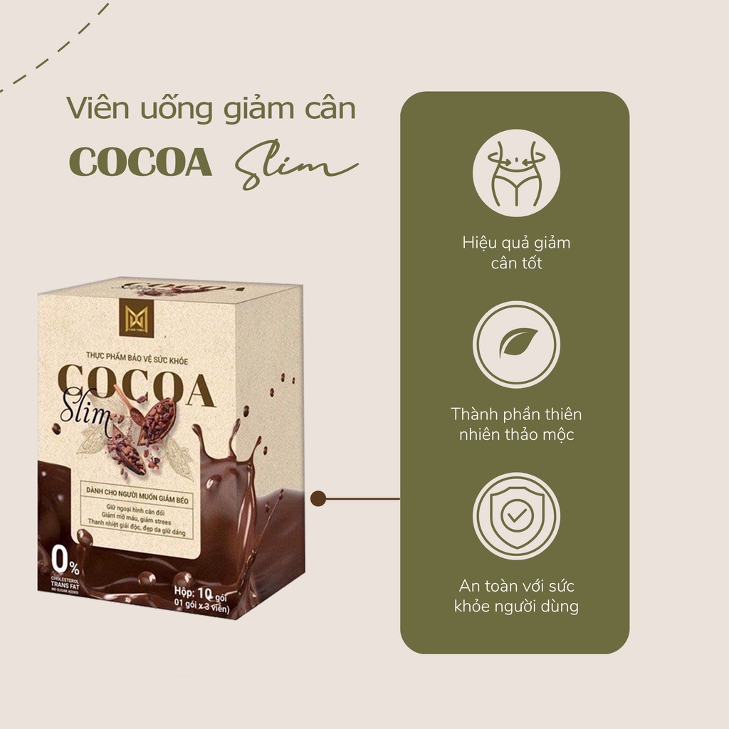 Viên Uống Giảm Cân Cocoa Slim Hỗ Trợ Giảm Béo, Giảm Mỡ Bụng Cấp Tốc 3-5 kg/liệu trình