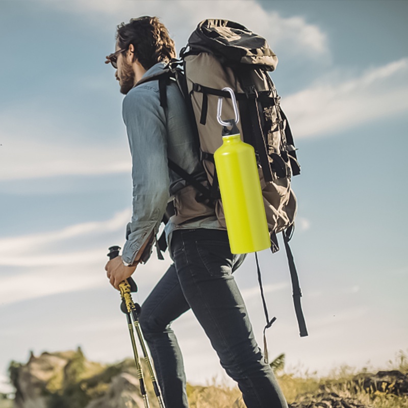 1 Móc Khóa Carabiner Chữ D Màu Bạc Bằng Nhôm An Toàn Cho Hoạt Động Thể Thao Ngoài Trời