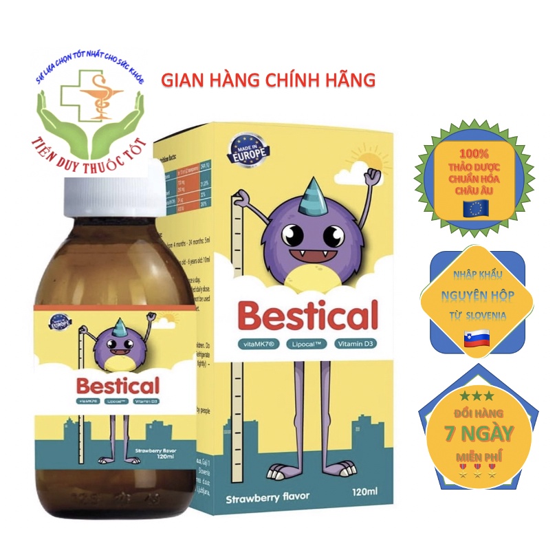 Bestical bổ sung Canxi vitamin D3 + K2 giúp xương và răng chắc khỏe tăng chiều cao cho bé