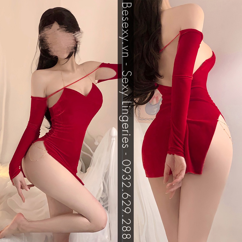 Đầm đi bar dự tiệc xẻ hông sườn xám vintage sexy sang chảnh