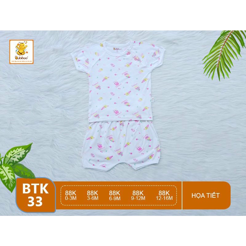 Bộ sơ sinh cộc tay Babiboo vải visco siêu mềm mại BTK33