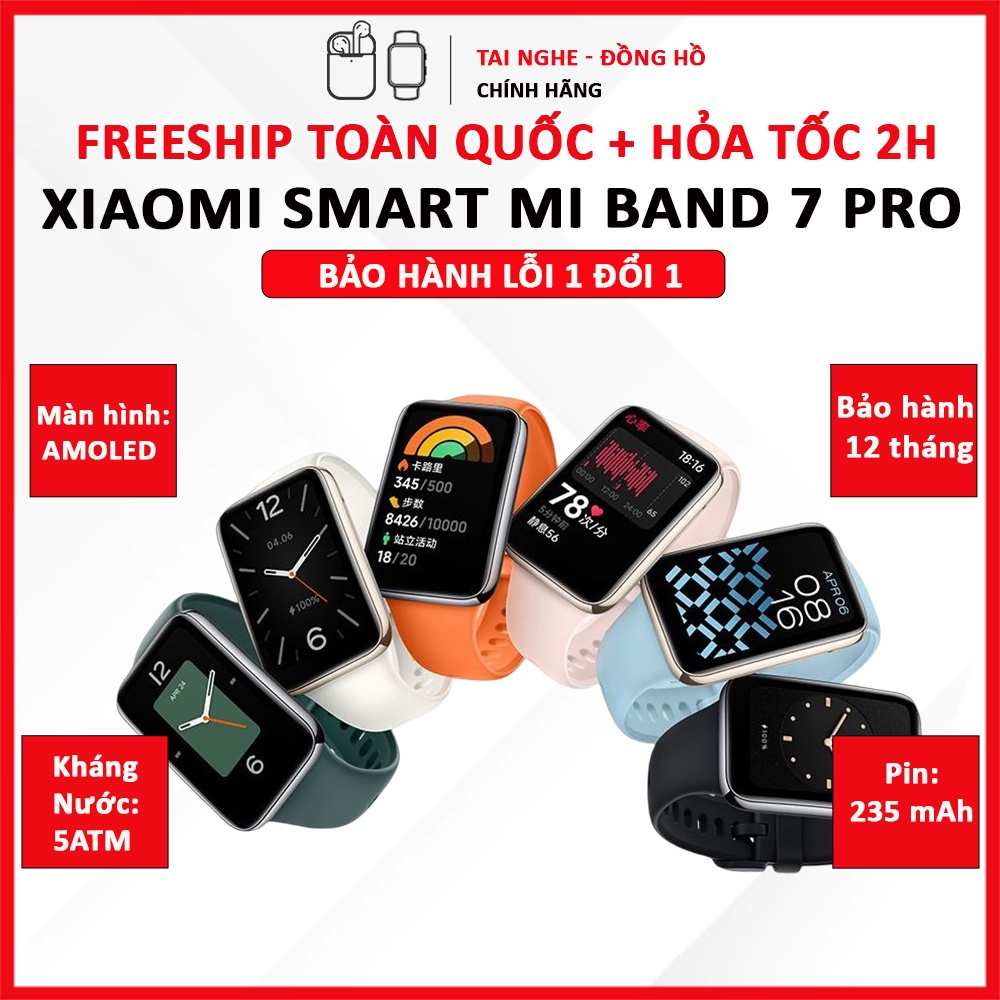 Vòng Đeo Tay Thông Minh Xiaomi Smart Mi Band 7 Pro GPS và NFC, Bản Quốc Tế, Chống Nước