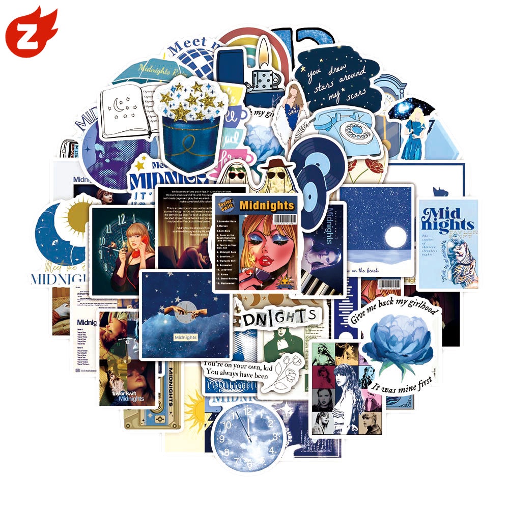 Bộ 50 Miếng Dán Trang Trí Chống Thấm Nước Hình Taylor Swift