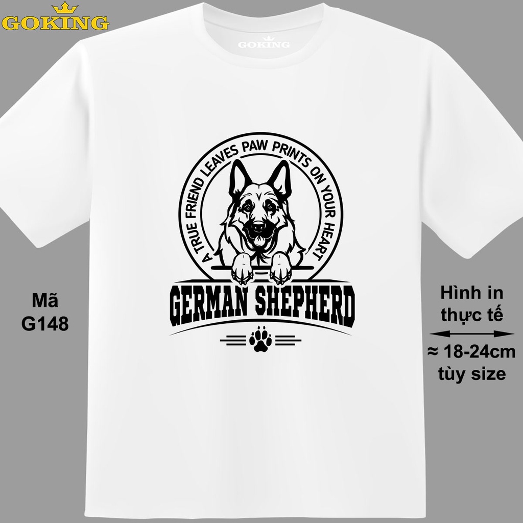 GERMAN SHEPHERD, mã G148. Áo thun hàng hiệu Goking cho nữ nam, gia đình, lớp nhóm, áo phông đồng phục. Size inbox