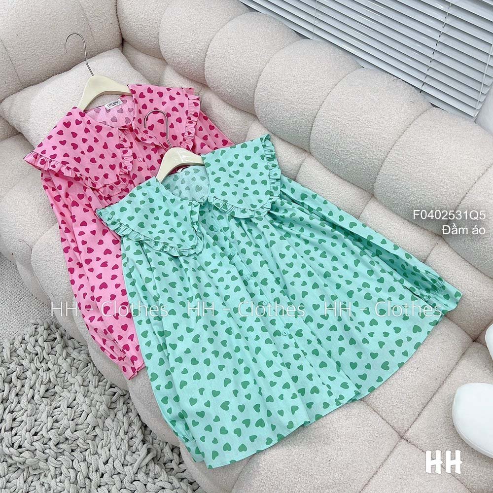 Áo kiểu babydoll họa tiết cổ bèo tay dài hàng QC