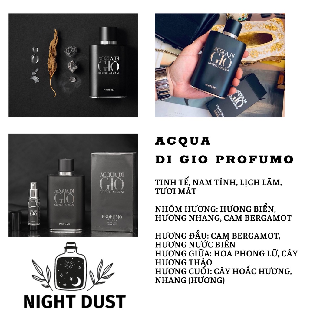 Nước Hoa Nam Acqua di Gio Profumo - Giò Đen - Chiết 10ml 20ml - Mẫu Thử