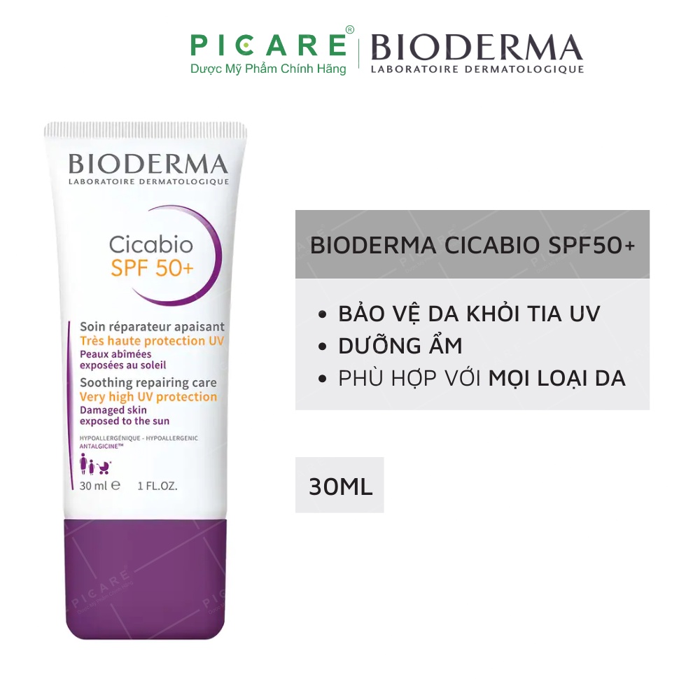 Kem dưỡng phục hồi da và chống nắng cho da sau vết thương Bioderma Cicabio Creme SPF 50+ 30ml