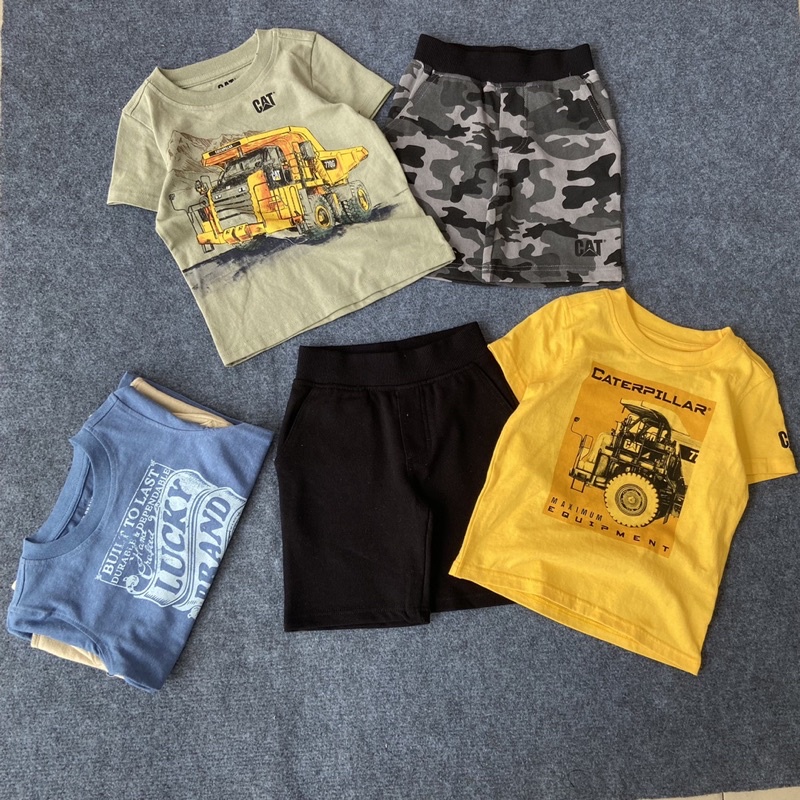 Bộ quần áo bé trai xuất dư cao cấp 1-7 tuổi áo thun bé trai cotton quần đùi da cá - STCK