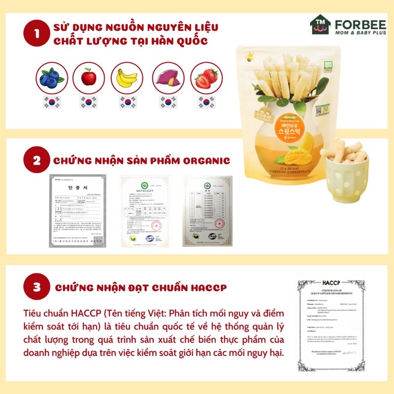 Bánh gạo hữu cơ QUE Farm To Baby cho bé ăn dặm 6m+