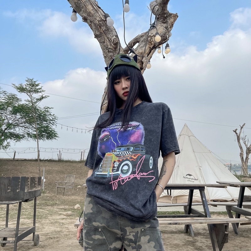 Áo phông CAR vải wash