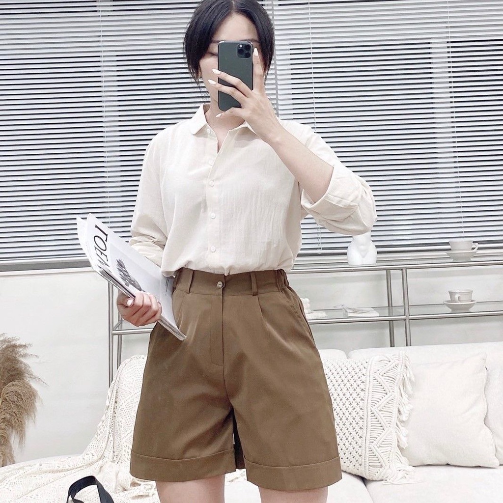 Quần Short Nữ Tokyokei Một Cúc Vải Kaki Cao Cấp Phong Cách Cá Tính TQH181