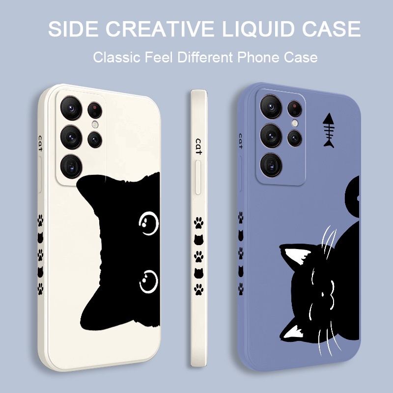 Ốp Điện Thoại Họa Tiết Mèo Đen Dành Cho Samsung Galaxy S23 S22 Ultra Plus
