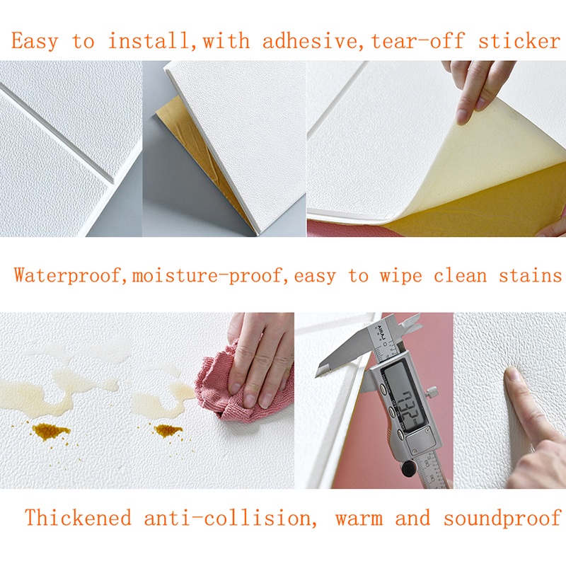 20231 Miếng Dán Tường 3D Tự Dính Chống Nước Chống Va Chạm Cách Âm