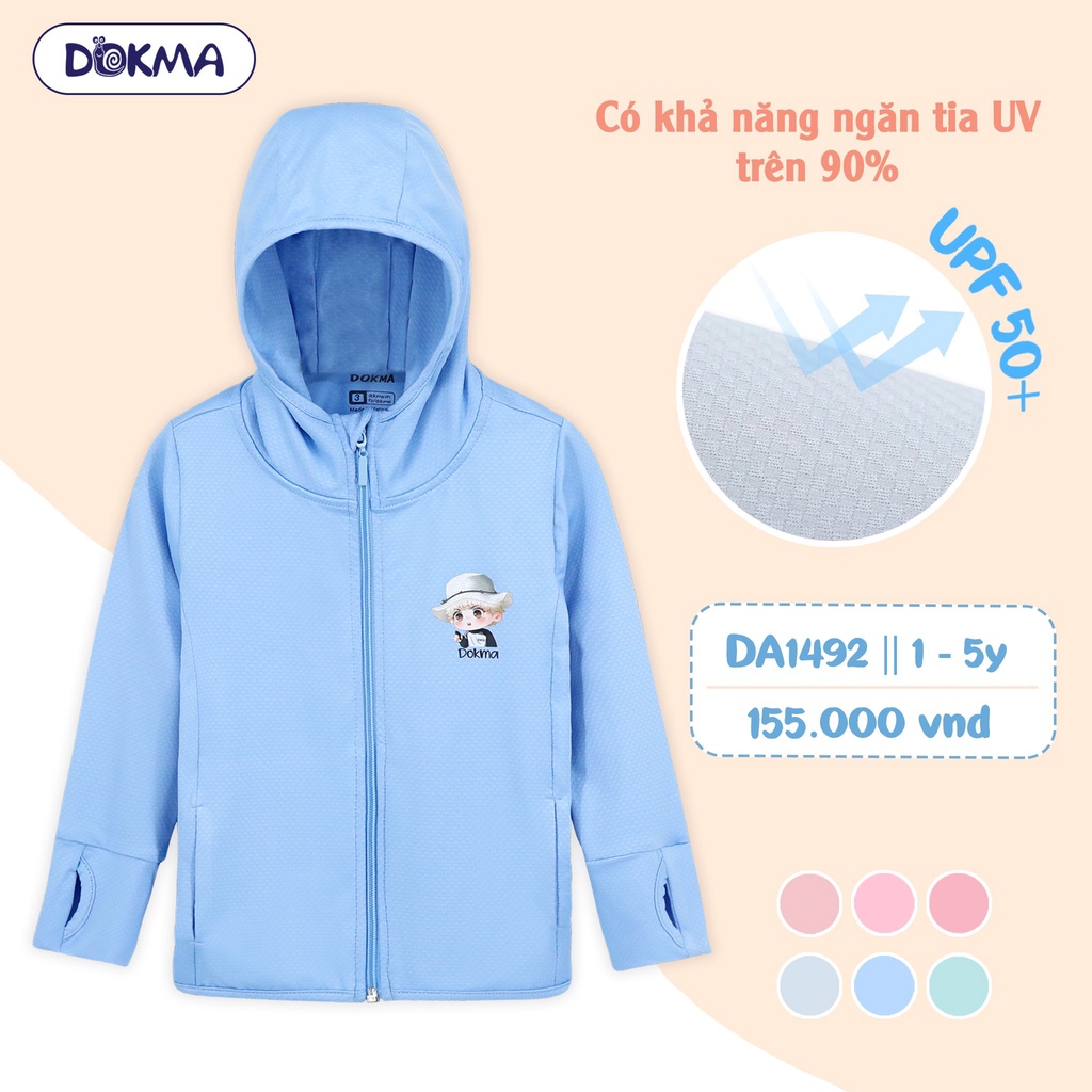 [Tặng kèm túi] Áo khoác chống nắng bé trai bé gái Dokma, chất mềm mát, ngăn tia UV DA1492