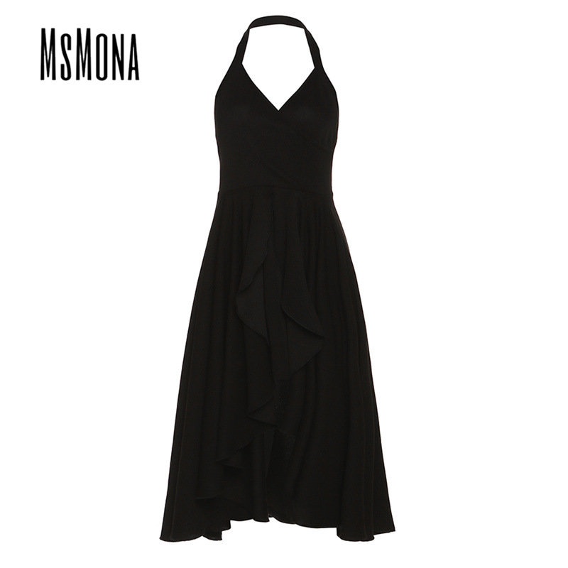 MsMona Đầm Hai Dây Cổ Chữ V Màu Trơn Dáng Ôm Thời Trang 2023 Cho Nữ