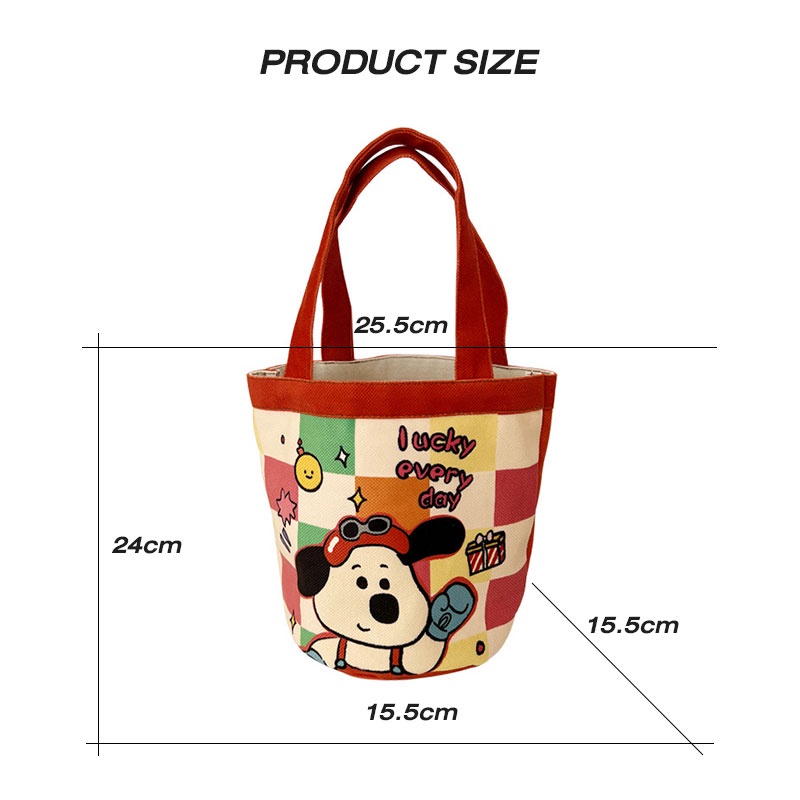 Yadou Túi Tote Bằng Vải Canvas Sức Chứa Lớn In Họa Tiết Graffiti Dễ Thương Phong Cách Hàn Quốc