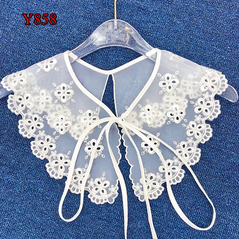 Cổ Áo Giả Thêu Trang Trí Nơ Màu Trơn Dễ Phối Đồ Thời Trang