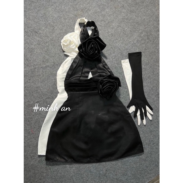 Đầm Tapta Cổ Yếm Xẻ V Sâu Đính Hoa Cùng Tone Dáng Xoè Có Quần