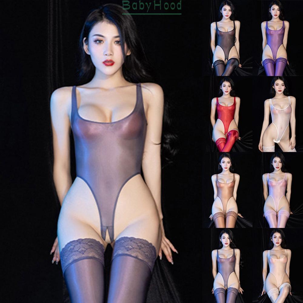 Women Sheer Bodysuit High Cut Leotard Thong Rompers Crothless Sexy Lingerie#BBHOOD