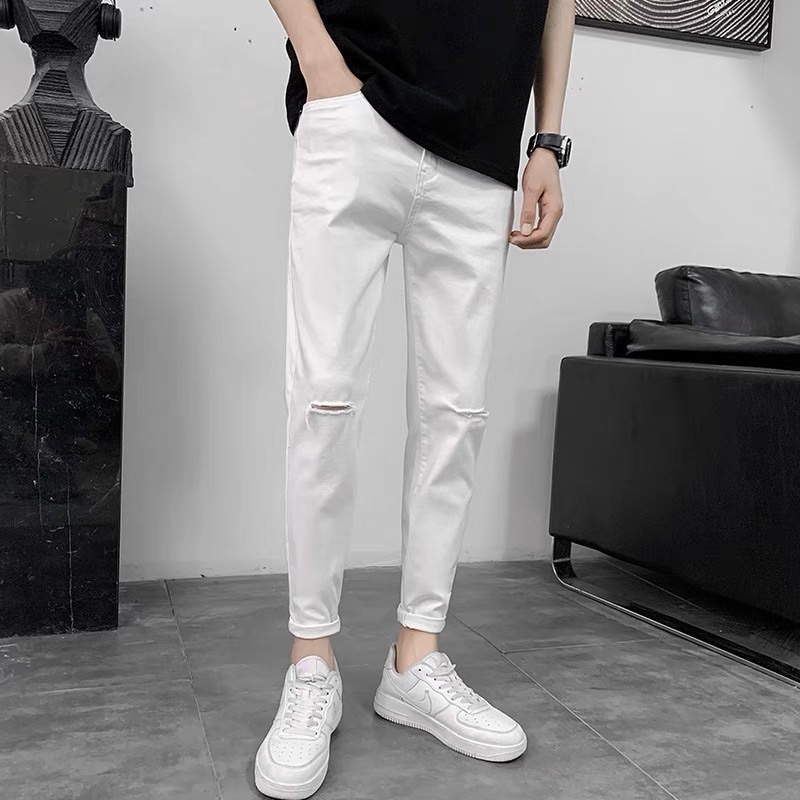 Quần Jean Nam Rách Gối QJ089